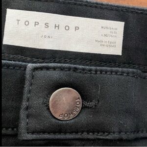 TOPSHOP “JONI” U.S. size 25Wx 30L Super High Waisted Skinny Black Jean